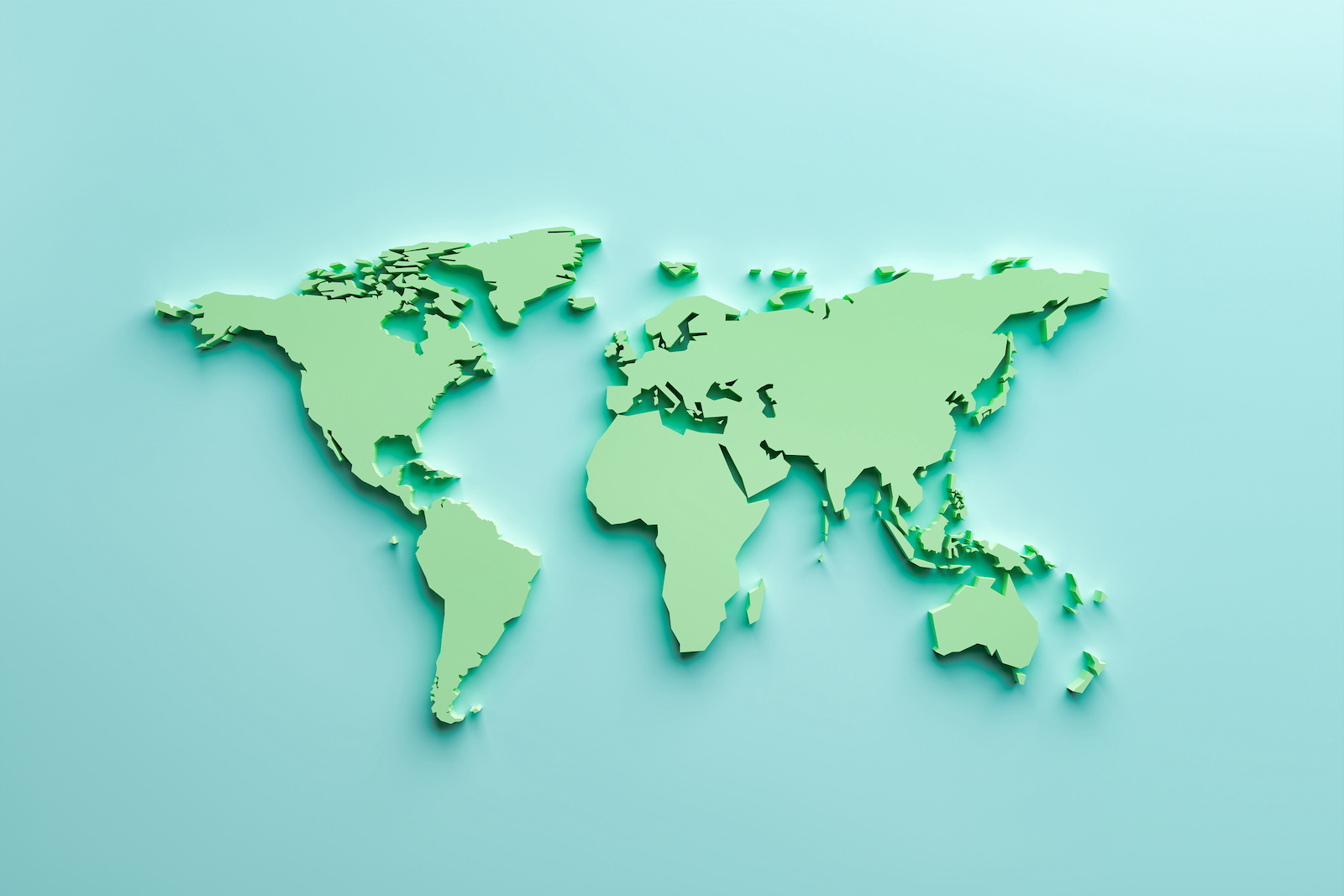 3d World map on blue background