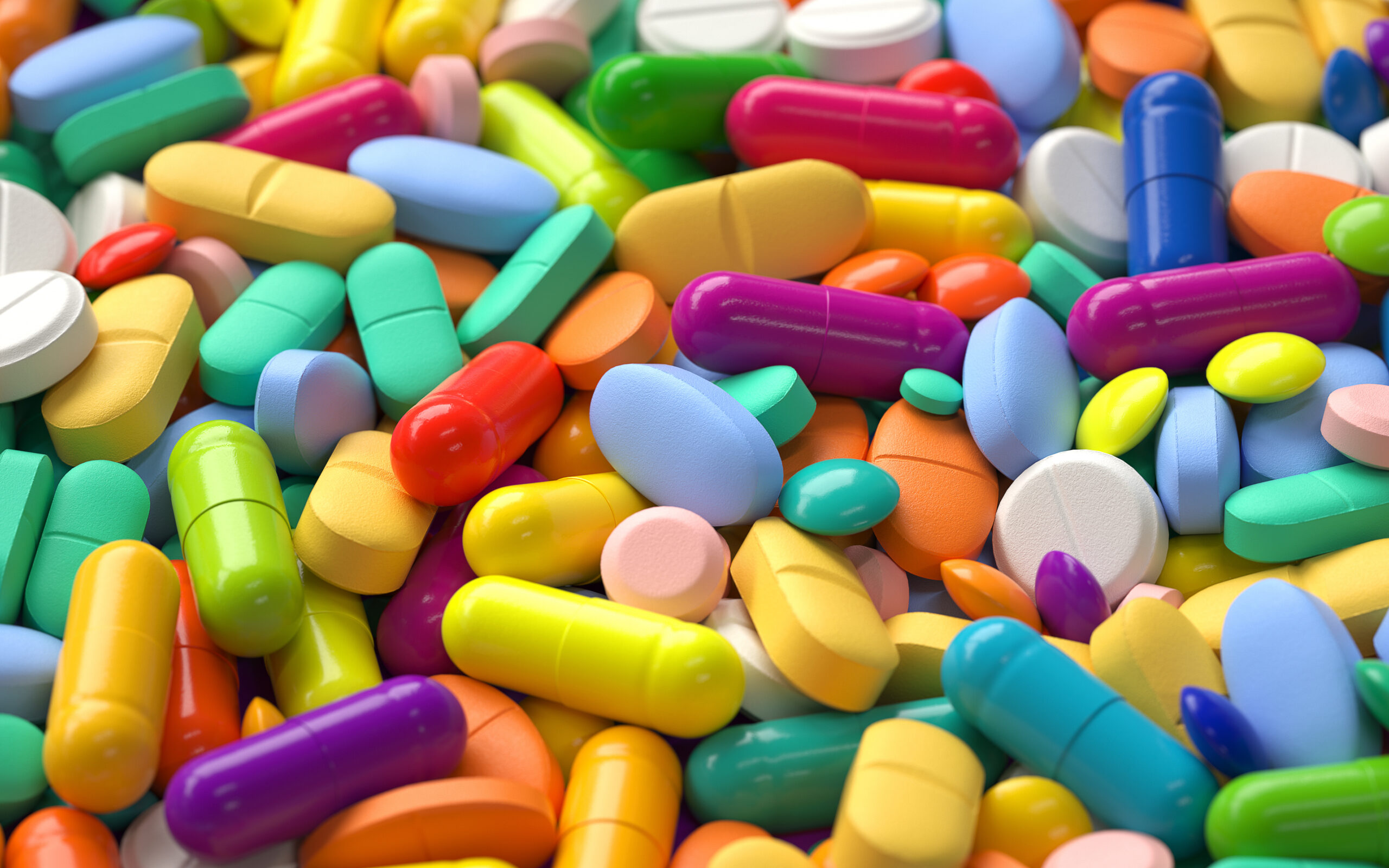 pile of colorful pills,3d rendering,conceptual image.